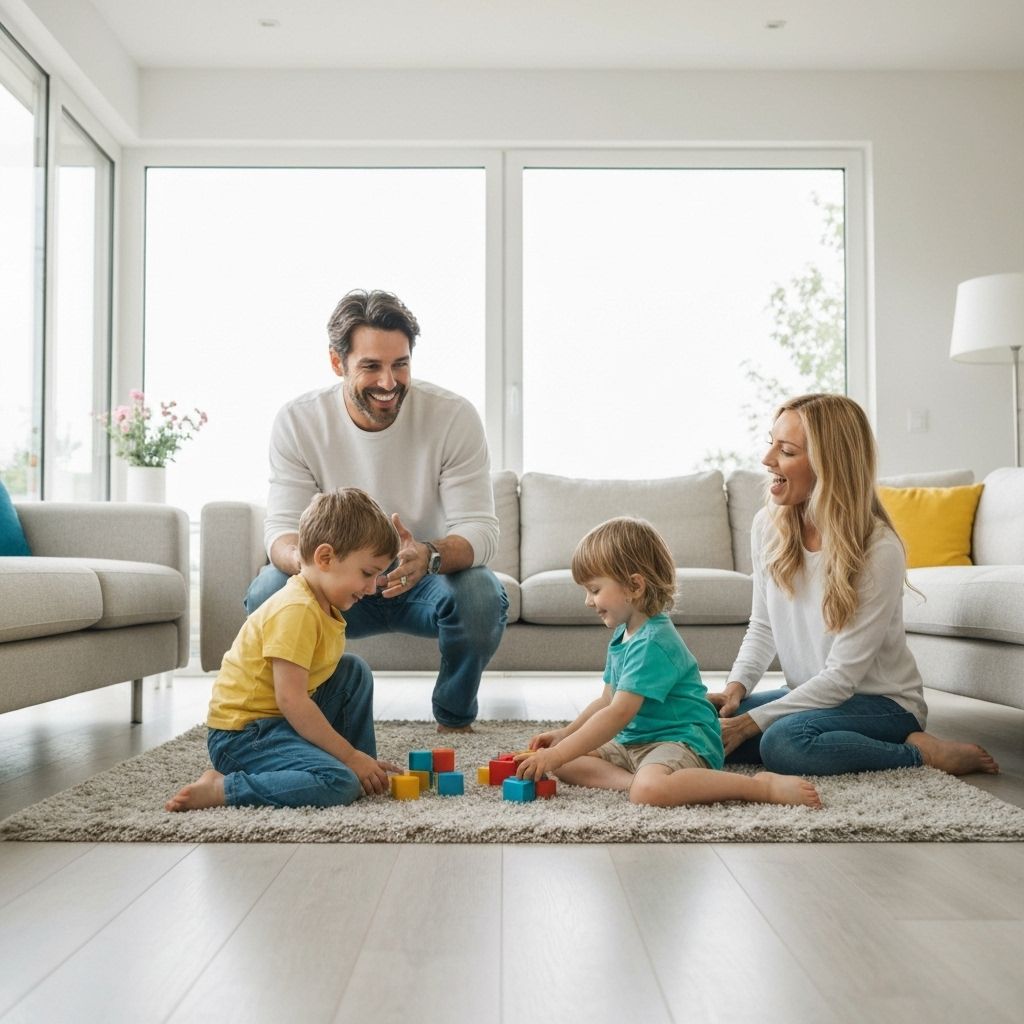 Happy family with children
